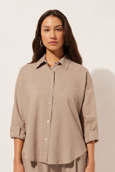 Short Linen and Viscose Shirt