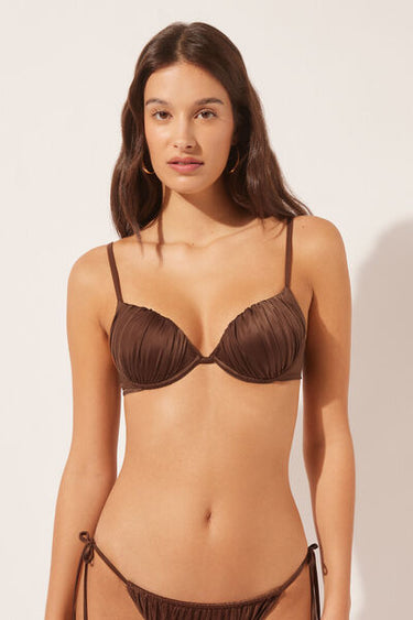 Push-Up Bikini Top Shiny Satin