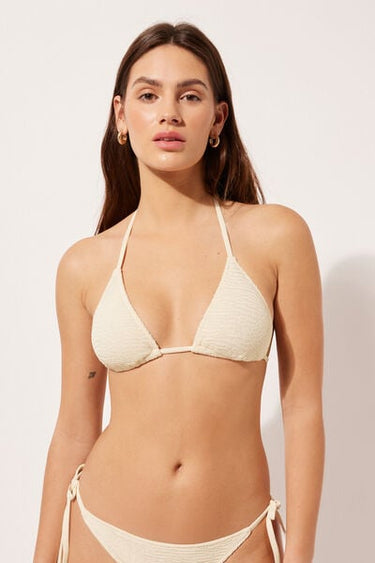 Triangle Bikini Top with Removable Padding Crinkle Waves
