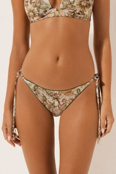 Tie Brazilian Bikini Bottoms Tropical Foliage