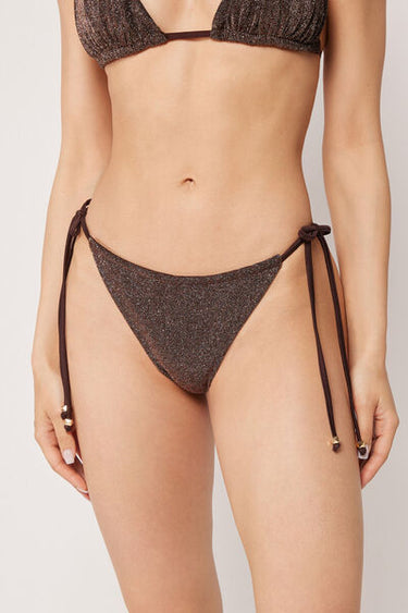 Tie Side Brazilian Bikini Bottoms Glitter