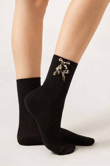 Tropical Print Bow Socks