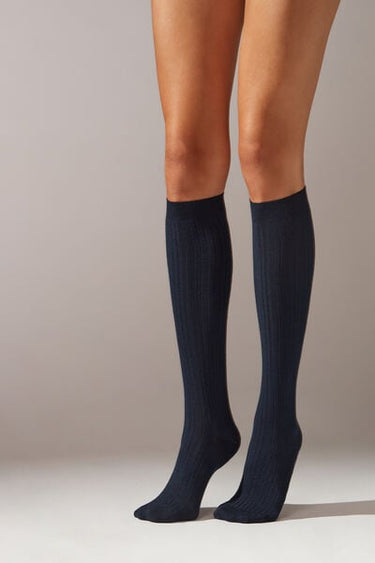 Ribbed Cashmere Long Socks