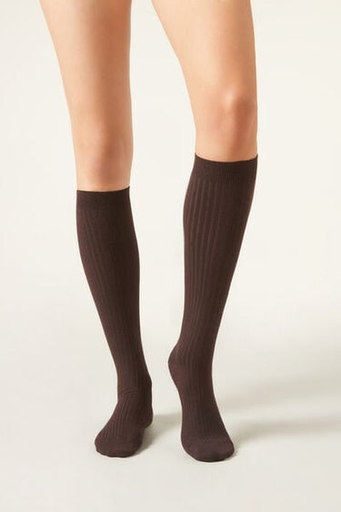 Ribbed Cashmere Long Socks