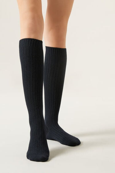 Long Ribbed Socks with Wool and Cashmere