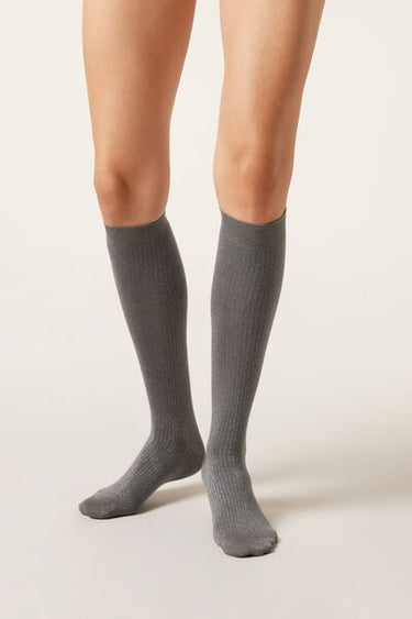 Long Ribbed Cotton Socks