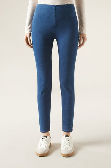 High-Waist Skinny Denim Leggings
