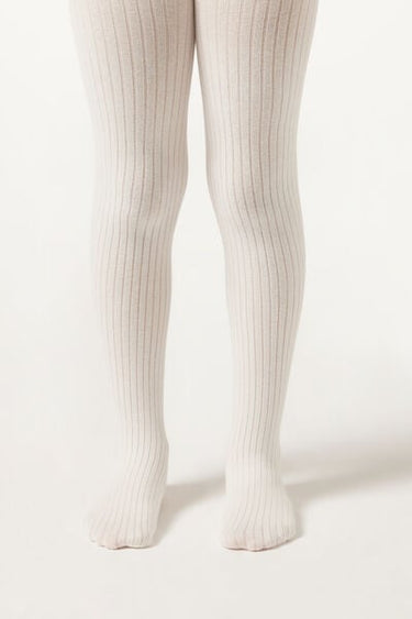 Girls Narrow Rib Cotton Tights