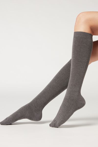 Women's Smooth Cotton Mid-Calf Socks - Long socks - Calzedonia