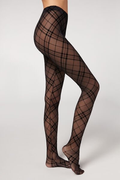 40 Denier Rose Pattern Tulle Tights - Calzedonia