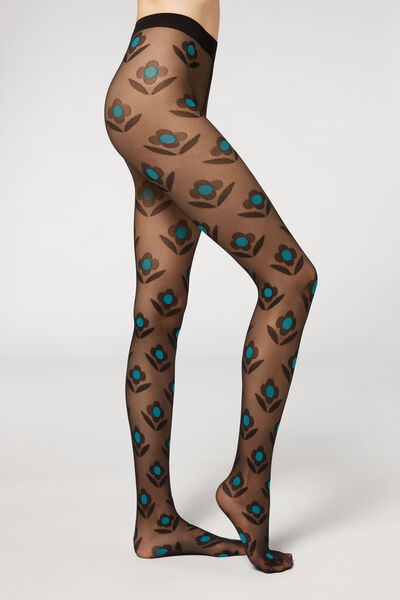 Gold Damask Tulle Tights - Patterned tights - Calzedonia