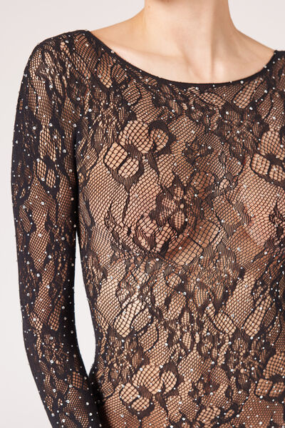 Floral Lace Body Stocking with Cut Outs - Calzedonia