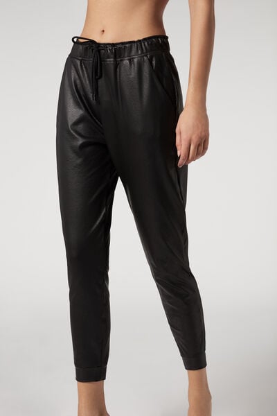 Leather Effect Thermal Joggers - Calzedonia