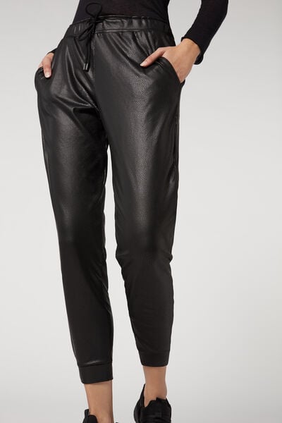 Thermal leather-effect pants - Calzedonia