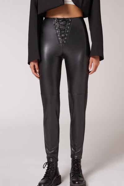 Super Shiny Leggings with Tulle Inserts