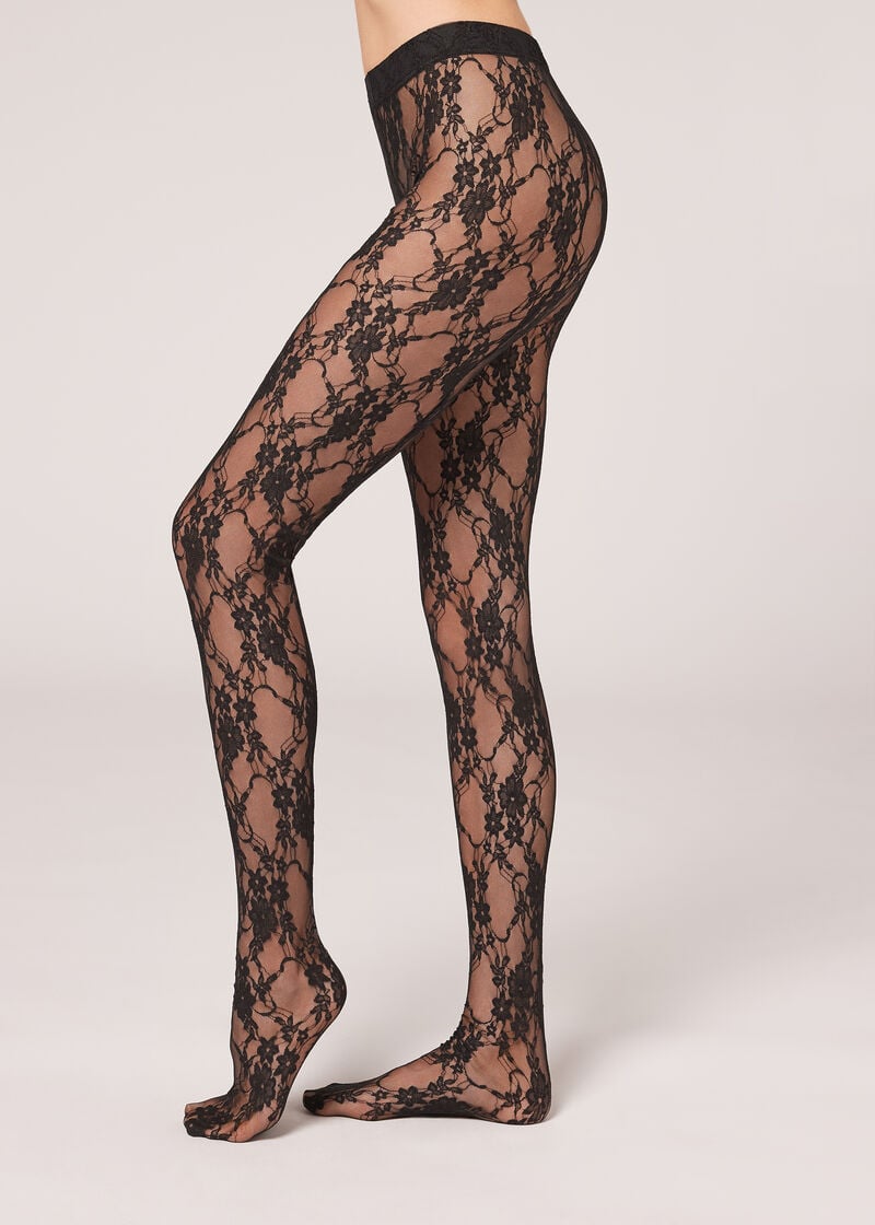 40 Denier Suspender-Effect Sheer Tights with Bustier and Lace Heart -  Calzedonia