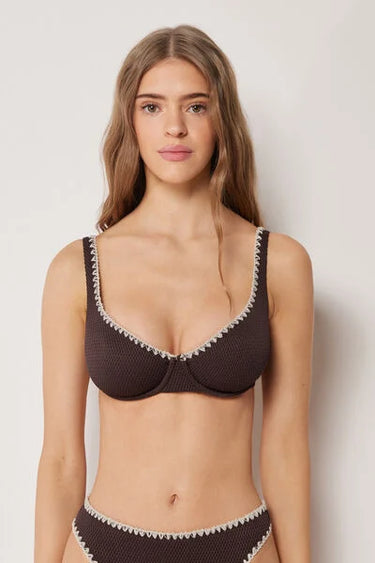 Balconette Bikini Top Bicolor Embroidery