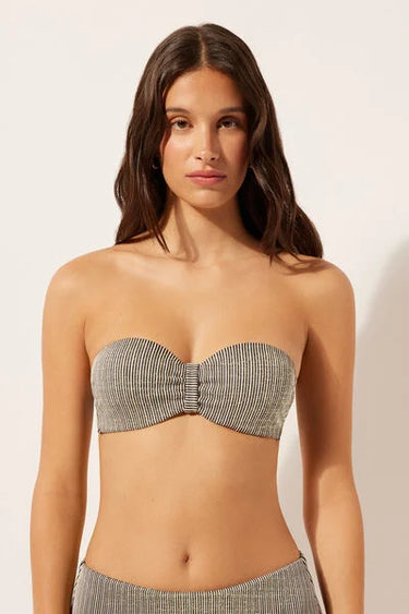 Bandeau Bikini Top Golden Stripes