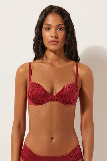 Padded Push-Up Bikini Top Shiny Satin