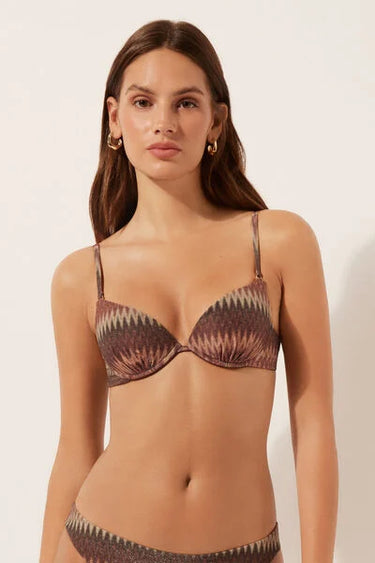 Push-Up Bikini Top Golden Chevron