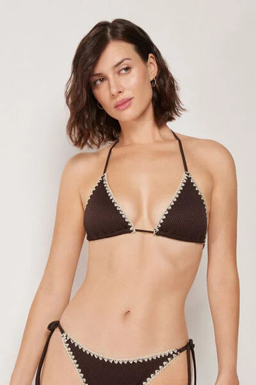 Triangle Bikini Top Bicolor Embroidery
