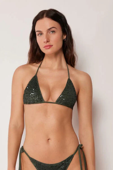Triangle Bikini Top Sequin Net