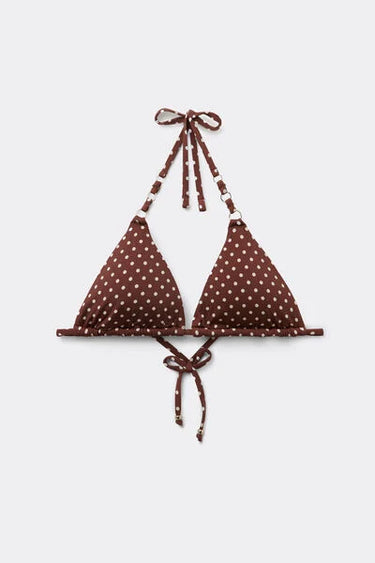 Triangle Bikini Top Polka Dot Brown