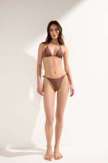 Triangle Bikini Top Polka Dot Brown