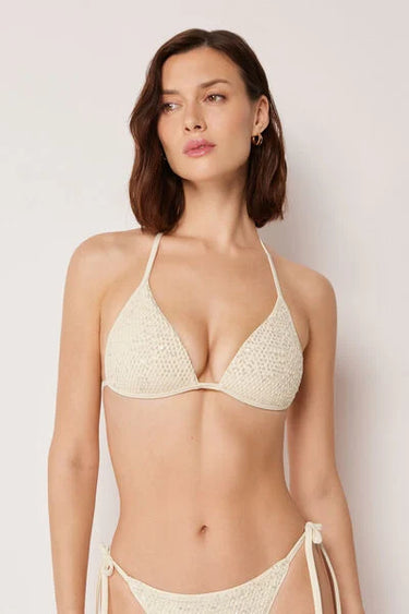 Padded Triangle Bikini Top Sequin Net