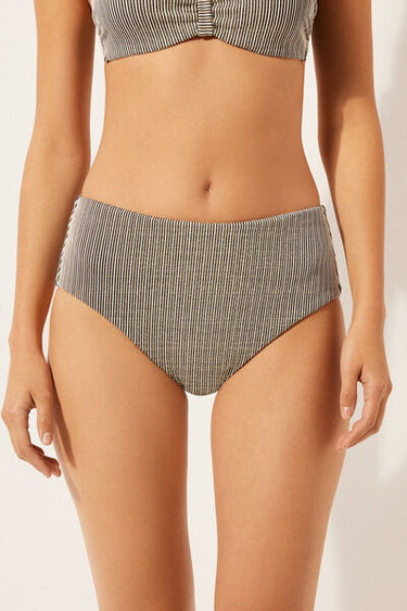 High-Waisted Bikini Bottoms Golden Stripes