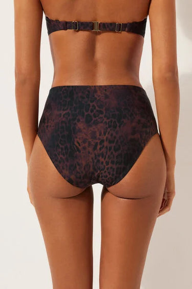 High-Waist Bikini Bottom Dark Animalier