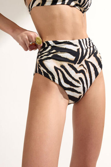 High-Waisted Bikini Bottoms Savannah Zebra