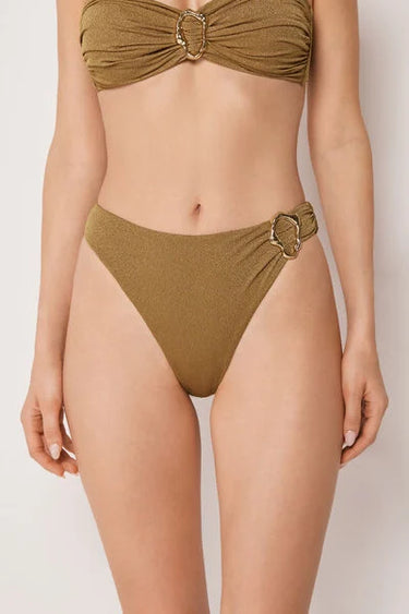 High-Waisted Brazilian Bikini Bottoms Sophisticated Shine