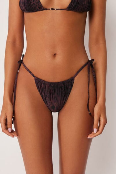 Tie Brazilian Bikini Bottoms Dark Animalier
