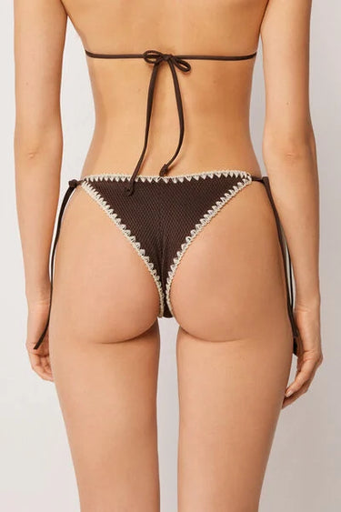 Tie Brazilian Bikini Bottoms Bicolor Embroidery