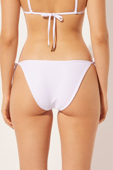 Tie Side Bikini Bottoms White Waves
