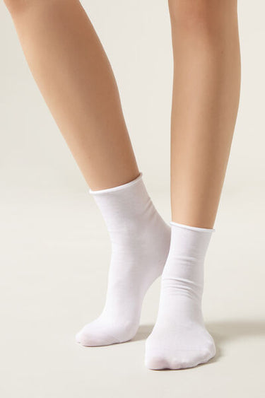 Short Lisle Socks with Raw Cut Cuffs