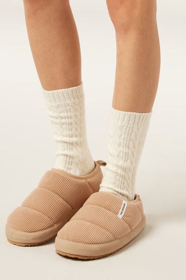 Cable-Patterned Socks with Cashmere
