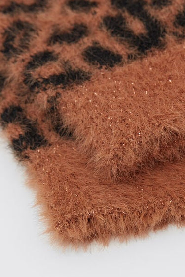 Tropical Print Faux-Fur Socks