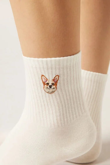 Dogs Embroidered Socks