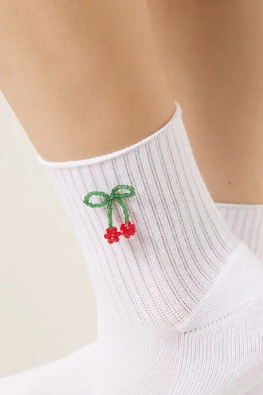 Cherry Appliqué Socks