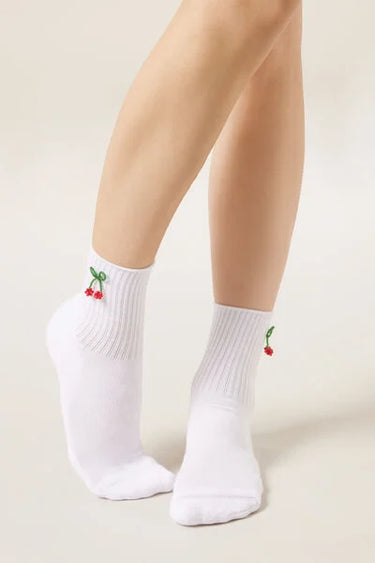Cherry Appliqué Socks