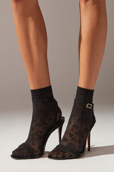Animal Print Sheer Short Socks