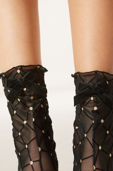 Glitter Diamond-Patterned Socks