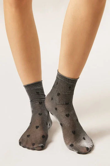 Glitter and Heart Sheer Socks