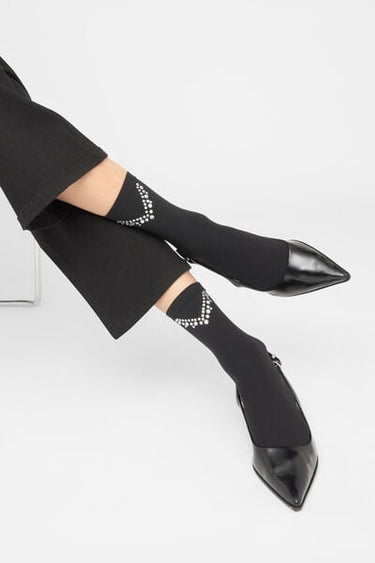Diamanté Appliqué Patterned Socks