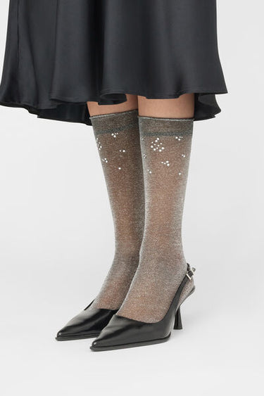 Glitter and Diamanté Appliqué Sheer Short Socks