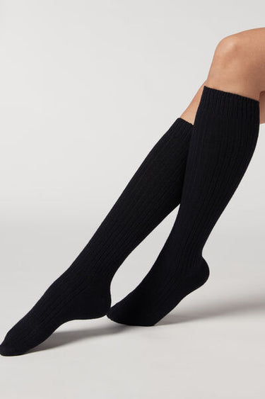 Women’s Ribbed Long Socks with Wool and Cashmere