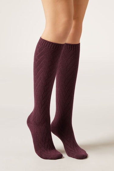 Chevron Cashmere Long Socks