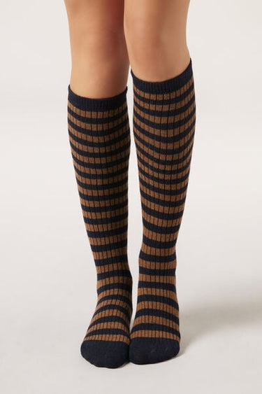 Striped Cashmere Long Socks